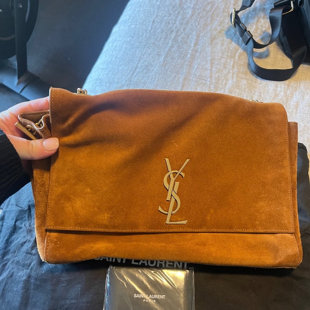 Saint Laurent Tan Suede Chain Strap Shoulder Bag - Picture 2 of 10